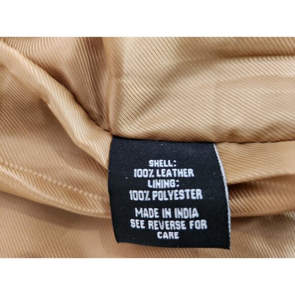 Prague Tan Leather Jacket, Size M, Zip up, Zipper Pockets, Lightweight Spring - Picture 6 of 7